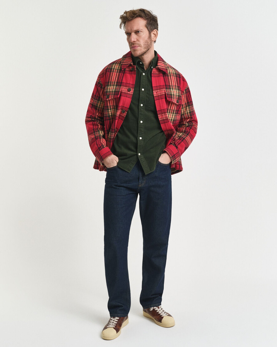 regular fit corduroy shirt - country green
