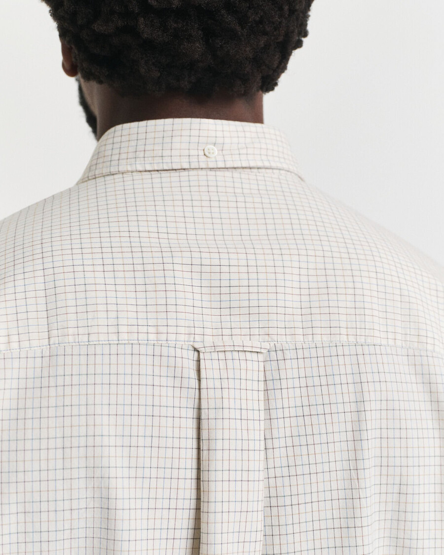 oversized fit checked luxury oxford shirt - ivory white