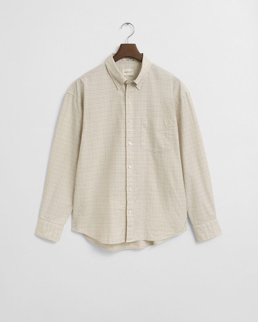 oversized fit checked luxury oxford shirt - ivory white