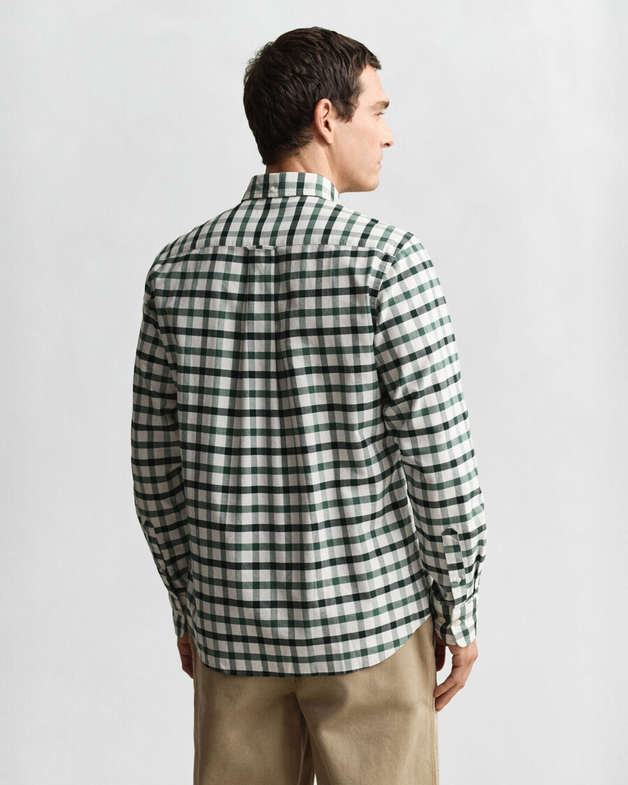 regular fit checked oxford shirt - woody green