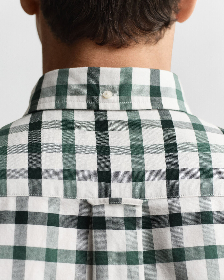regular fit checked oxford shirt - woody green