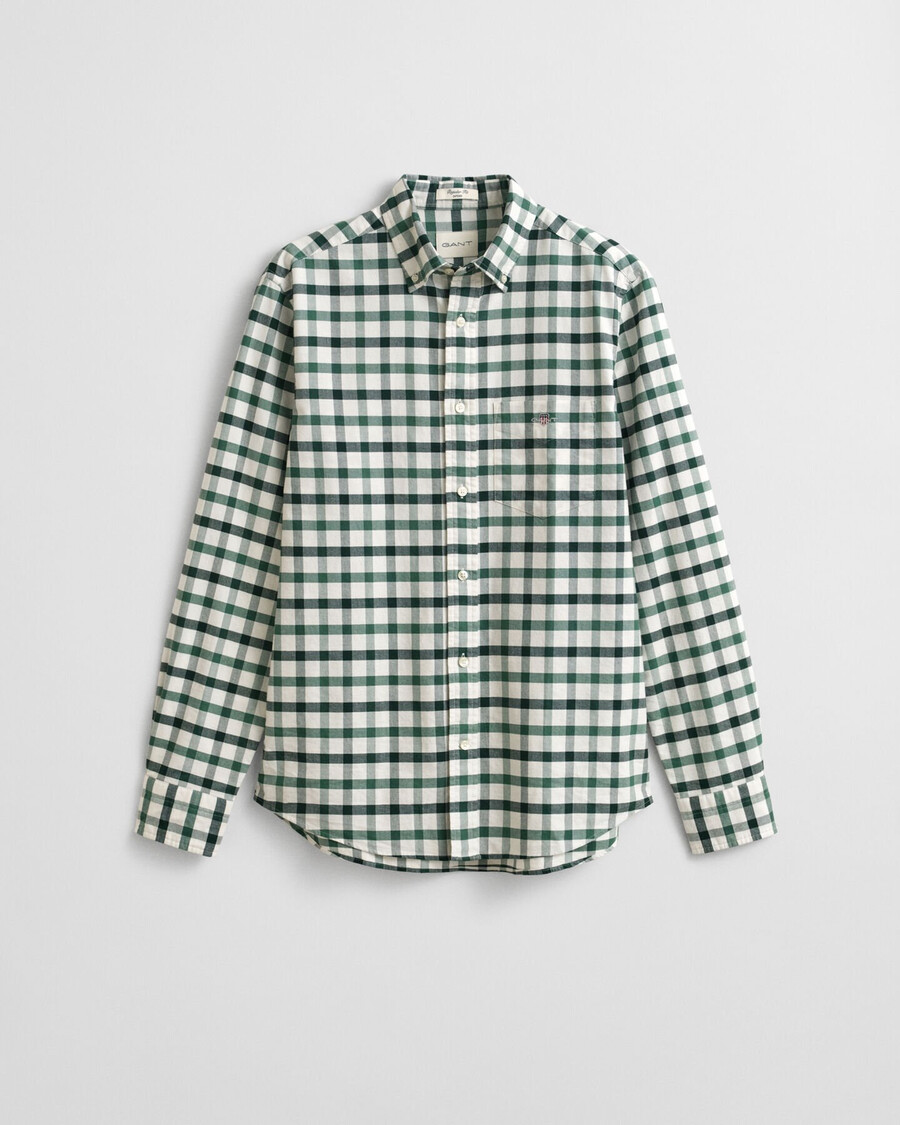 regular fit checked oxford shirt - woody green
