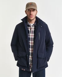 double mid length jacket - evening blue