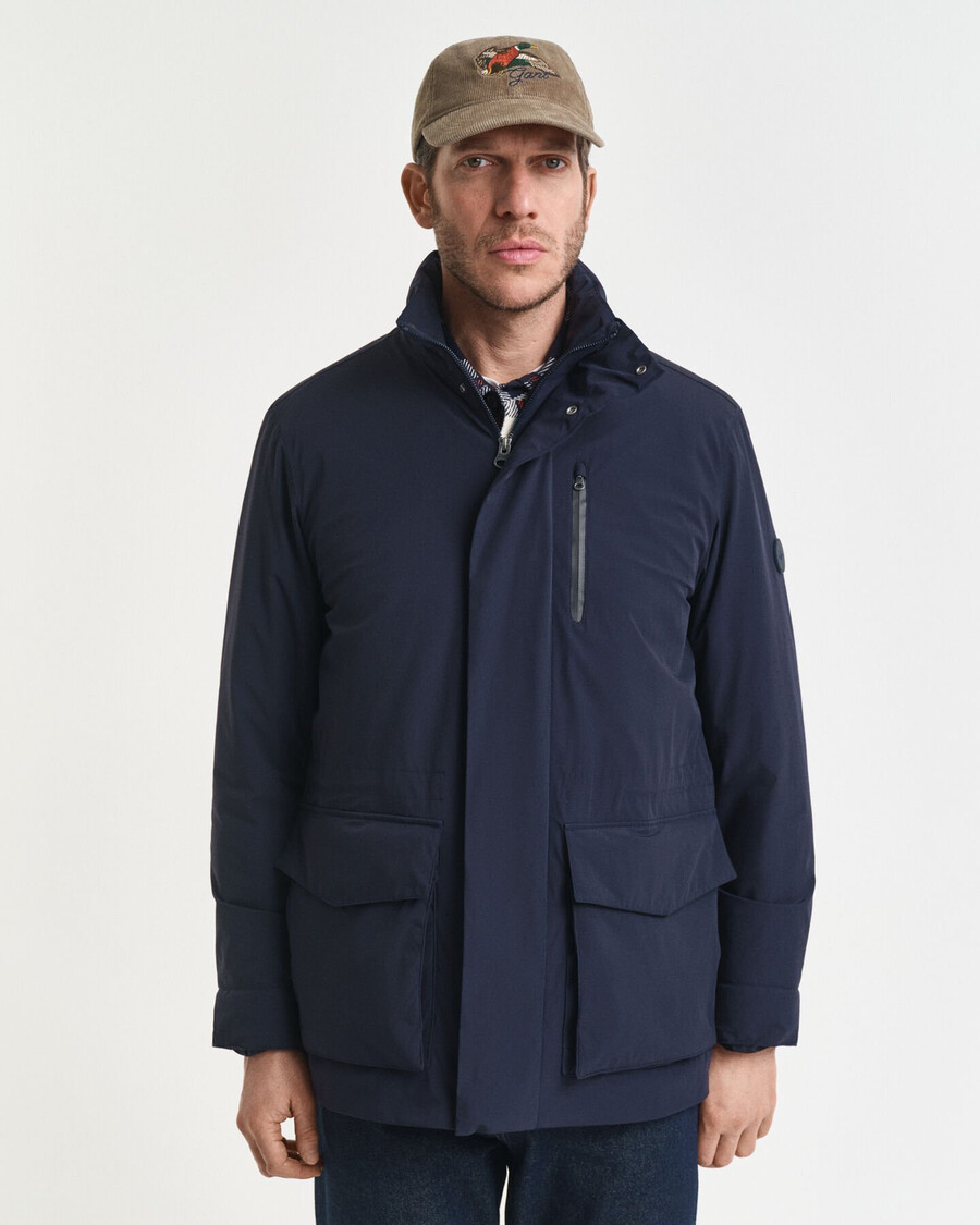 double mid length jacket - evening blue
