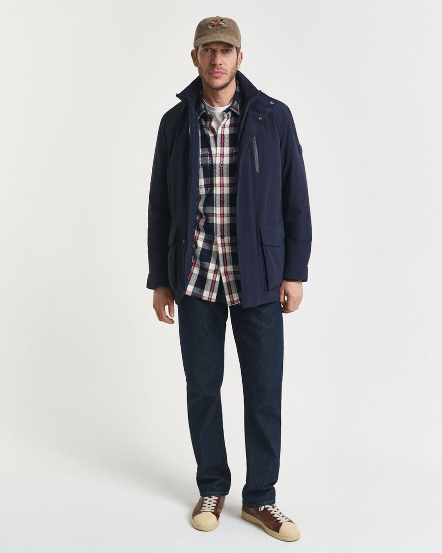 double mid length jacket - evening blue