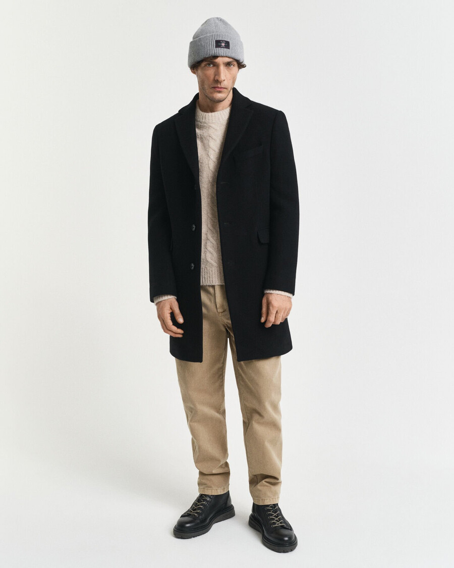 classic wool coat - ebony black