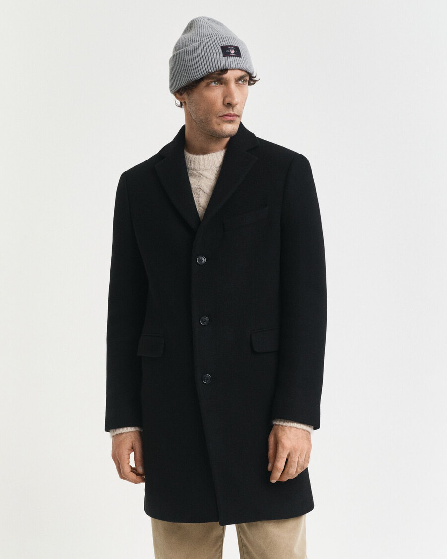 classic wool coat - ebony black