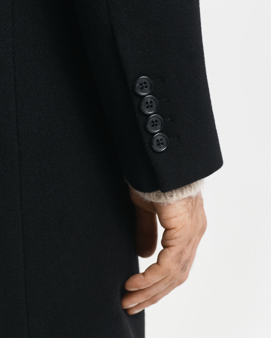 classic wool coat - ebony black