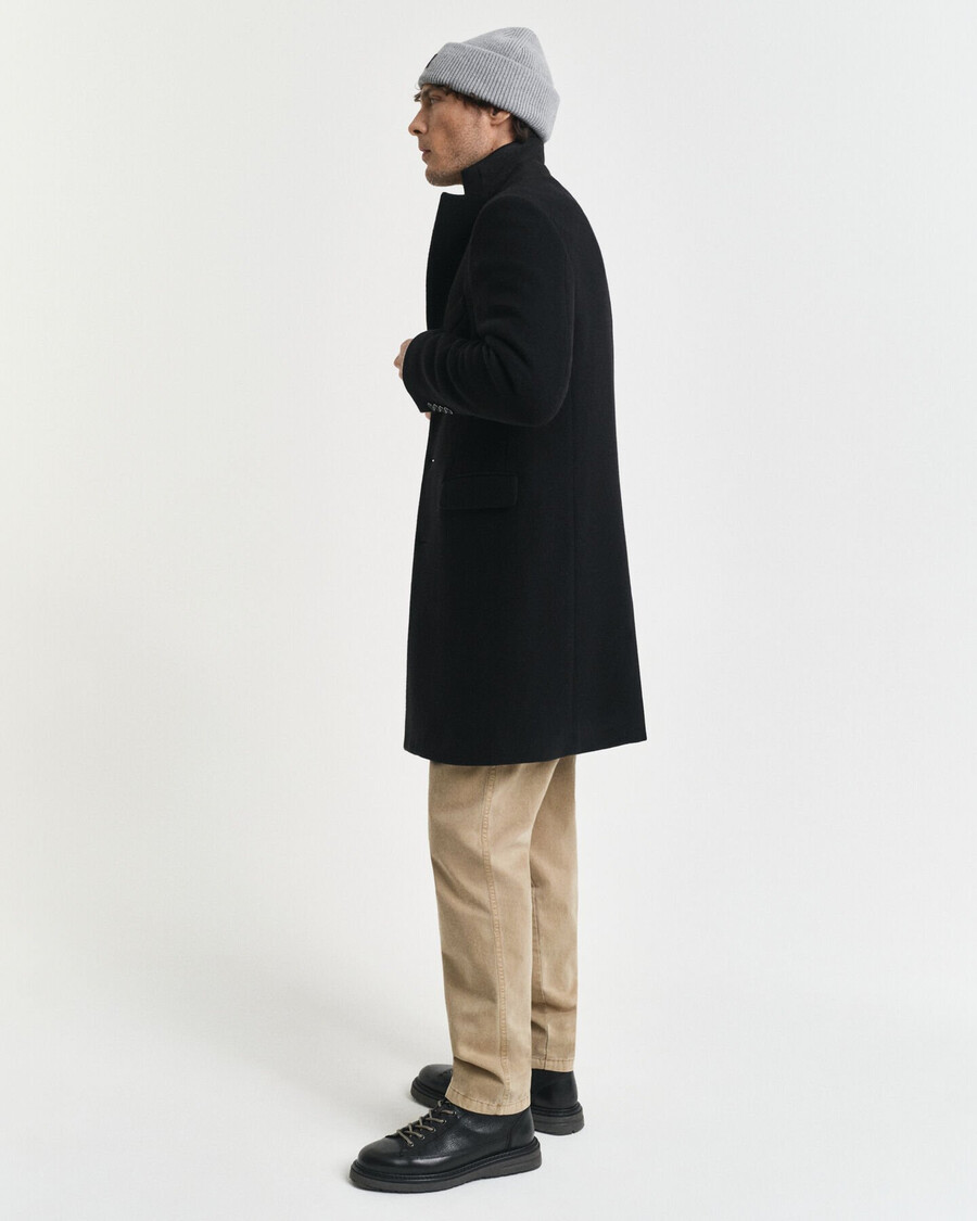 classic wool coat - ebony black