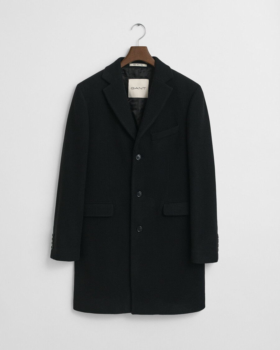 classic wool coat - ebony black