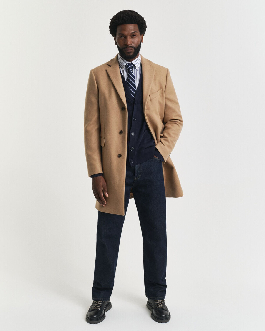 classic wool coat - mustard beige