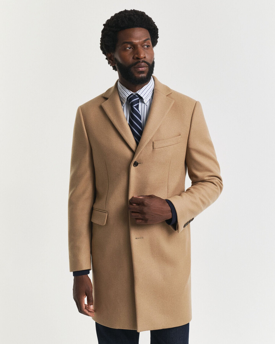 classic wool coat - mustard beige