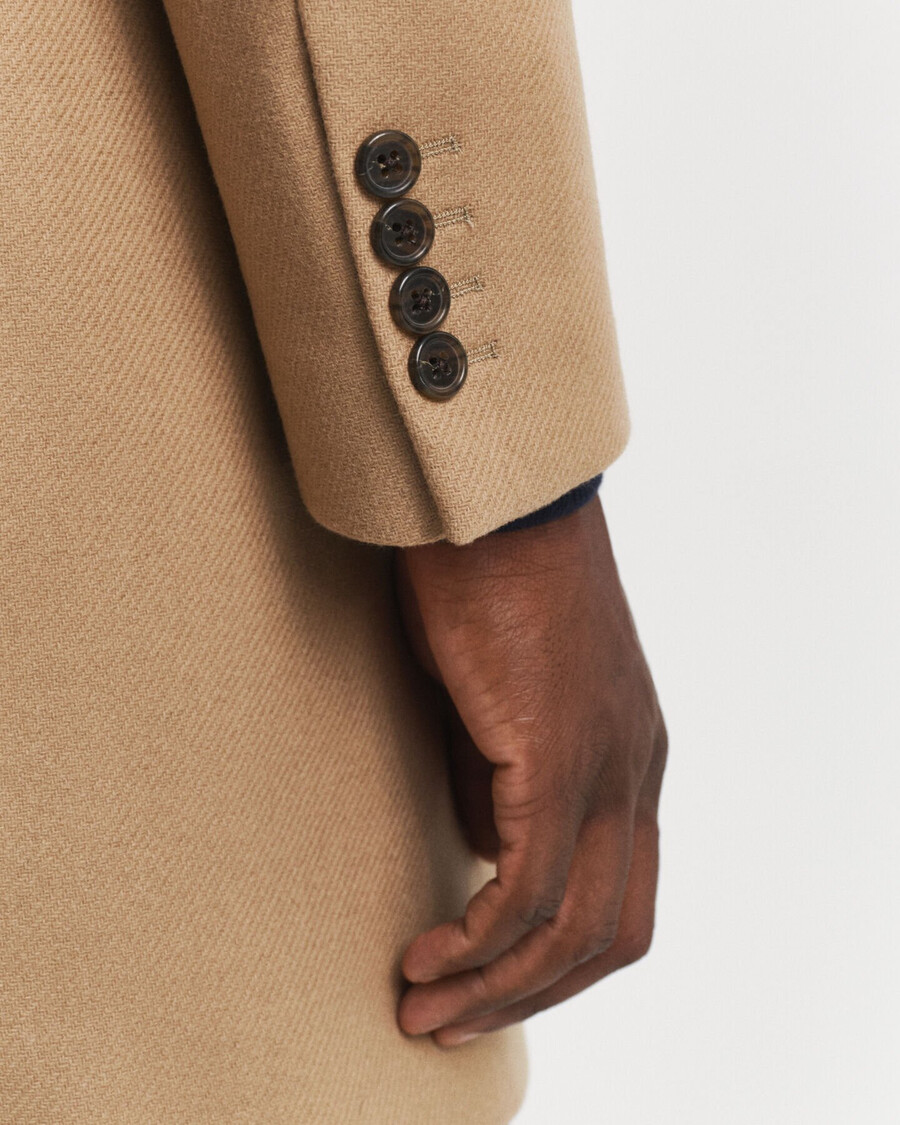 classic wool coat - mustard beige