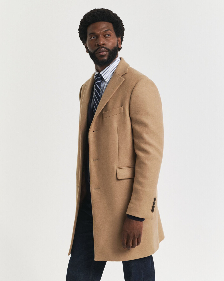 classic wool coat - mustard beige