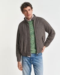 wool blend harrington jacket - warm khaki