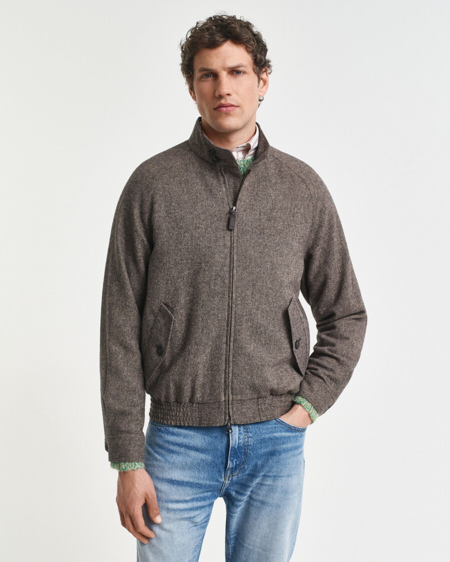 wool blend harrington jacket - warm khaki