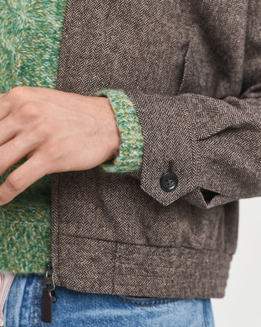wool blend harrington jacket - warm khaki