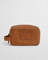 leather toiletry bag - cognac