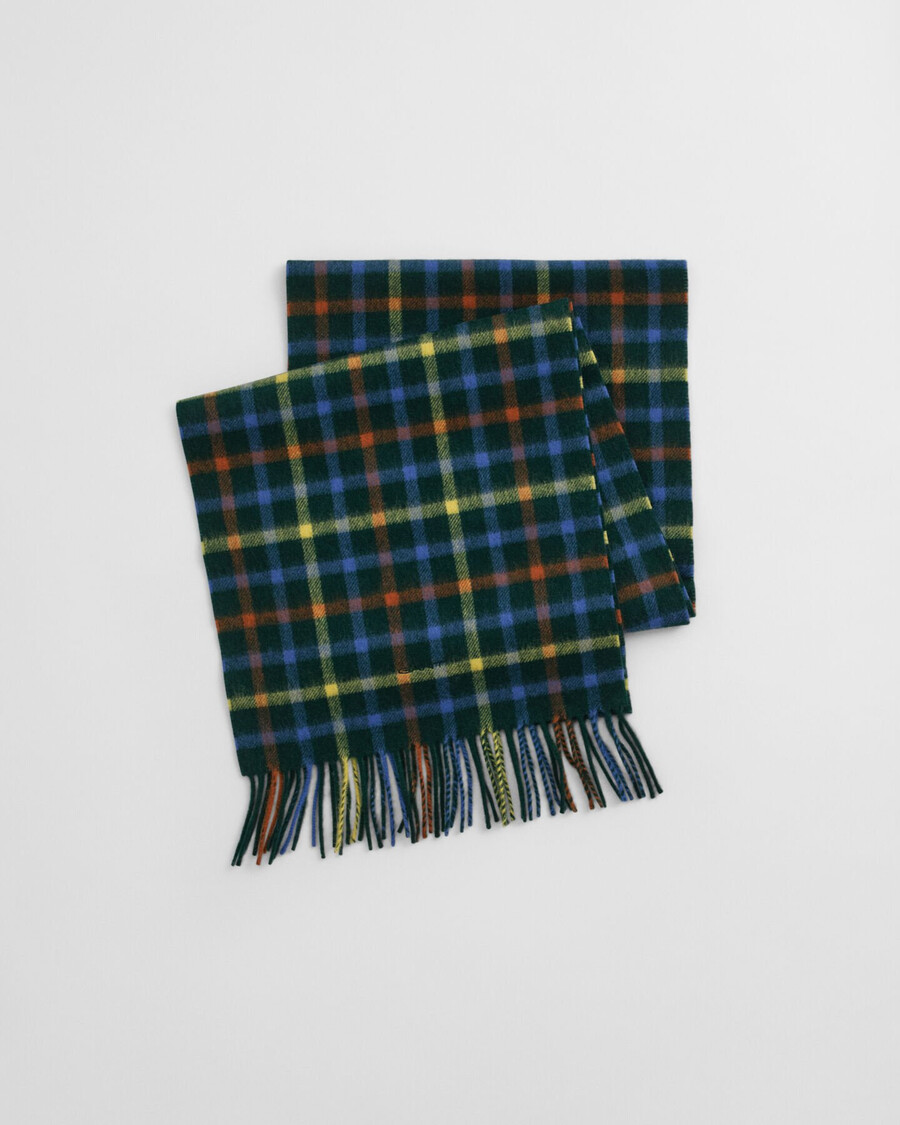 checked wool scarf - tartan green