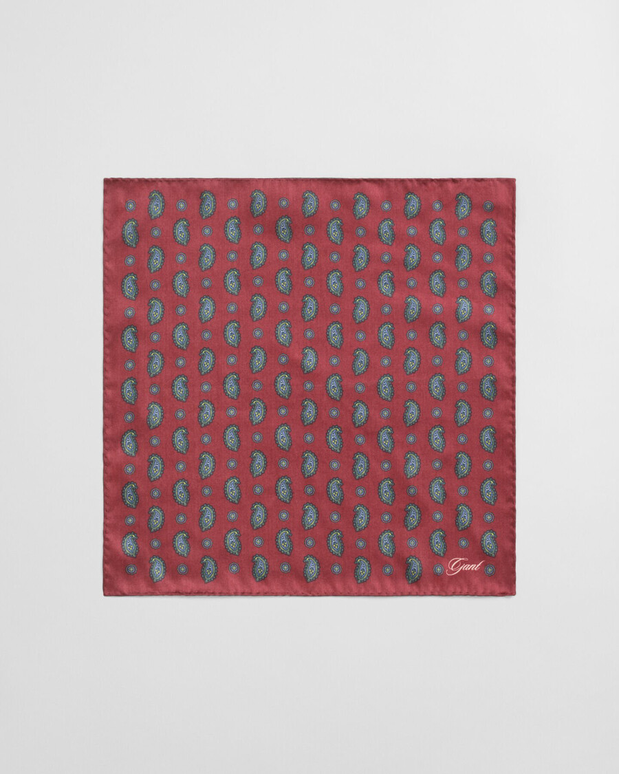 paisley pocket square - plumped red