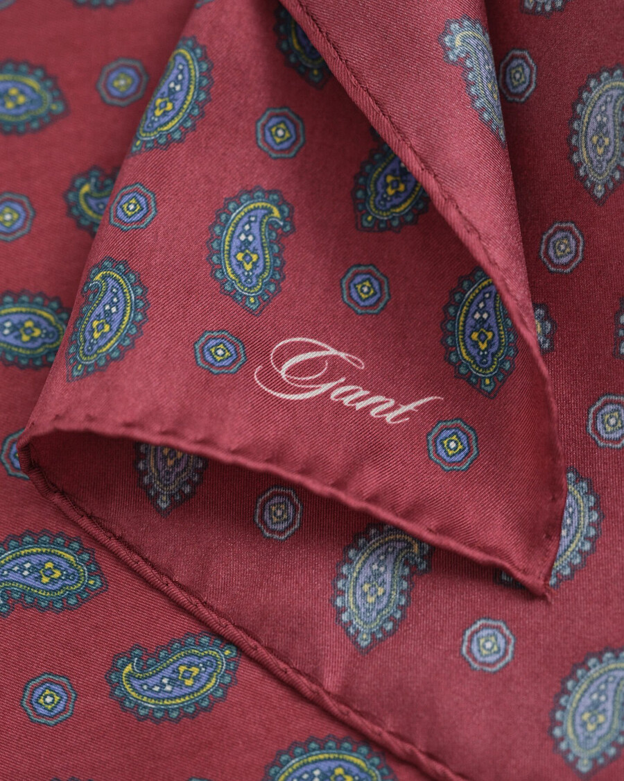 paisley pocket square - plumped red
