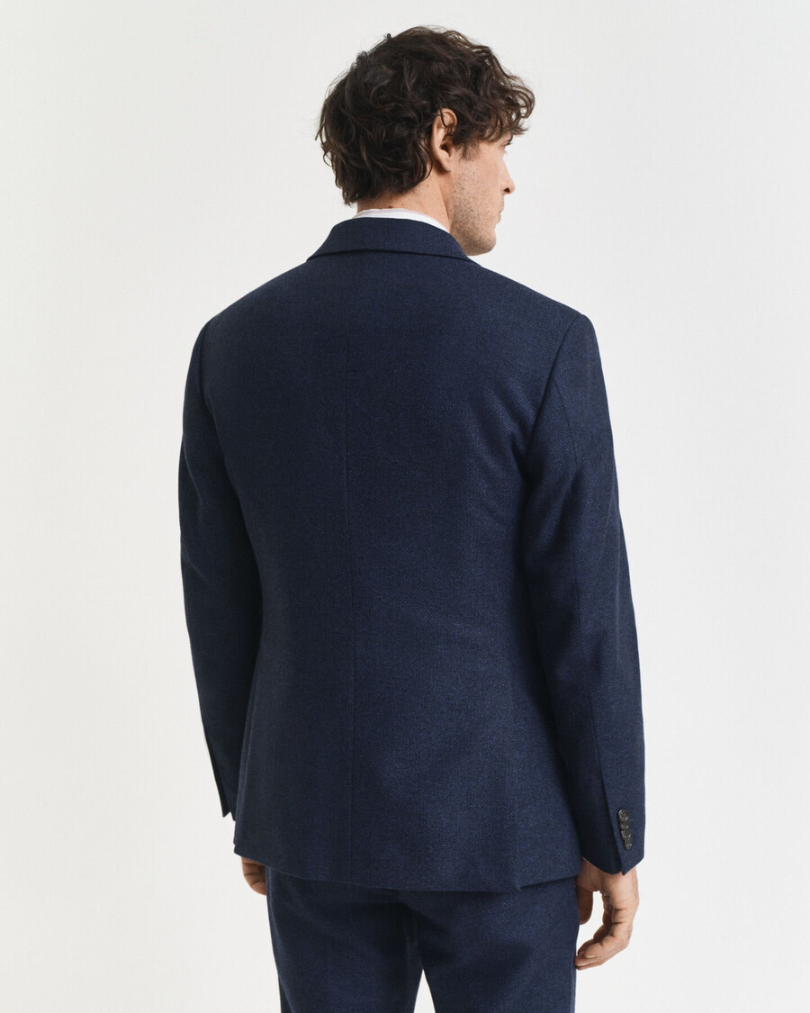 slim fit flannel herringbone suit jacket - evening blue