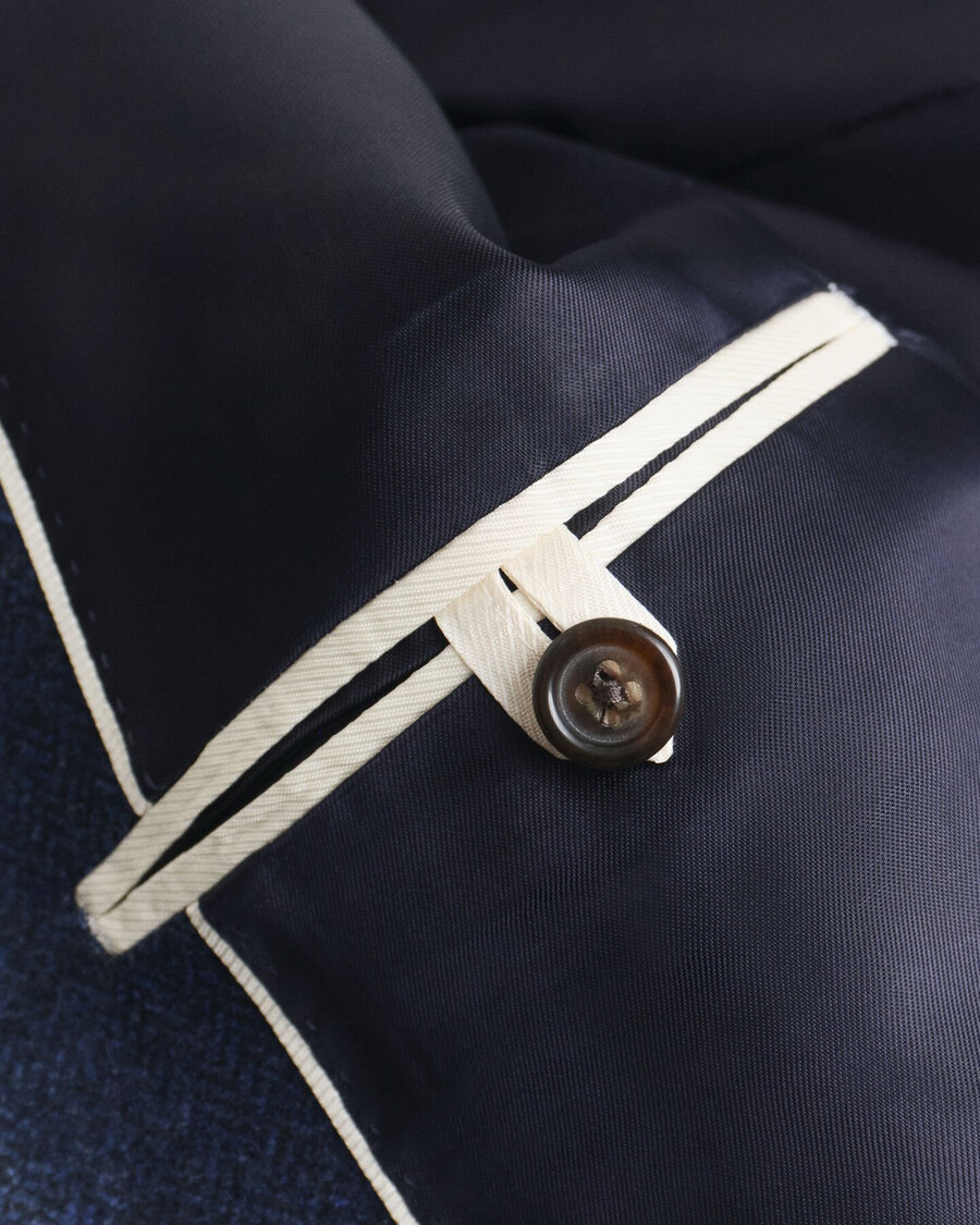 slim fit flannel herringbone suit jacket - evening blue