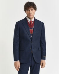 slim fit flannel herringbone suit jacket - evening blue
