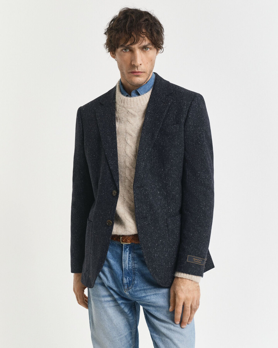 slim fit donegal suit jacket - evening blue