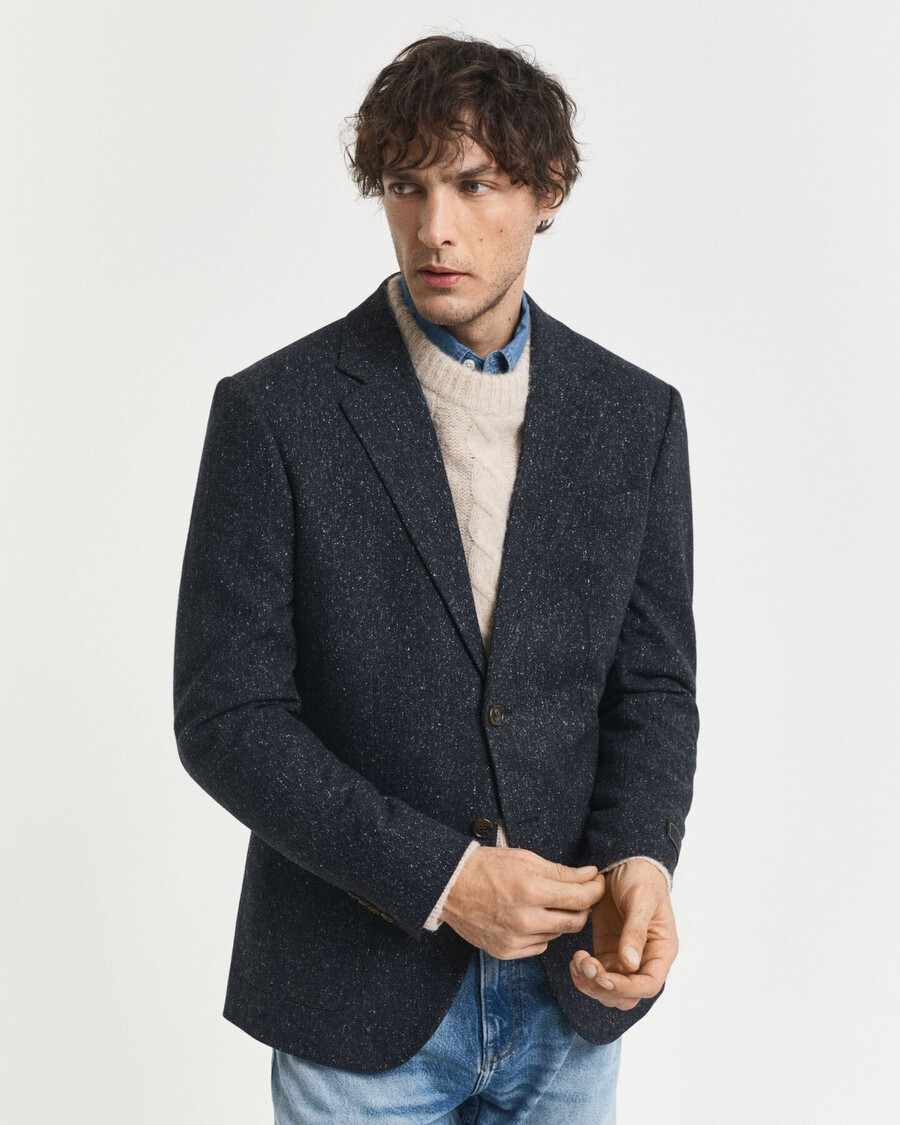 slim fit donegal suit jacket - evening blue