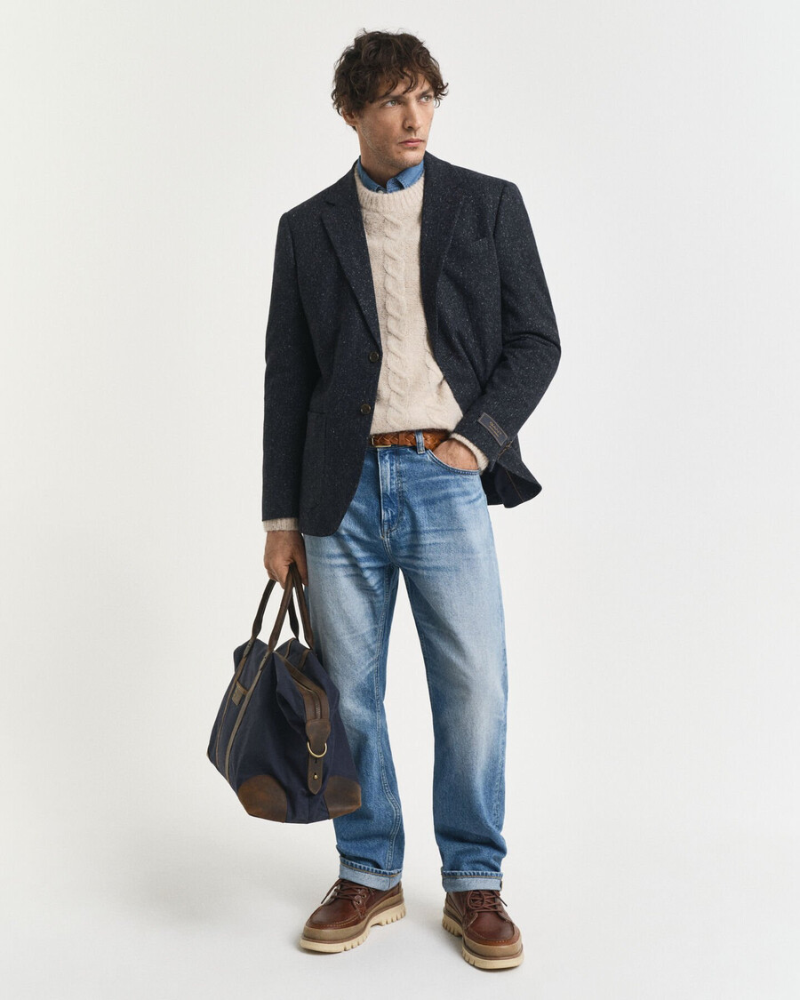 slim fit donegal suit jacket - evening blue