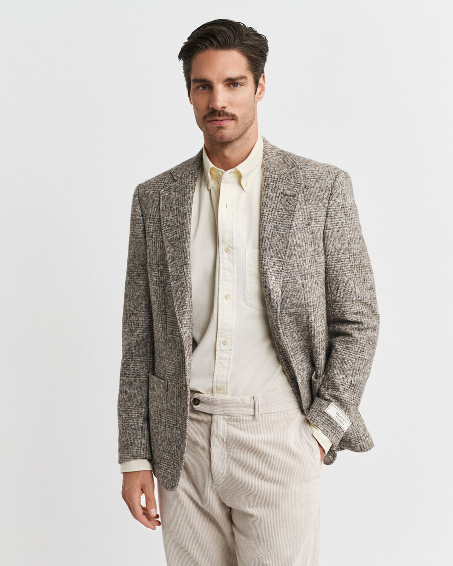 checked knit blazer - seed melange