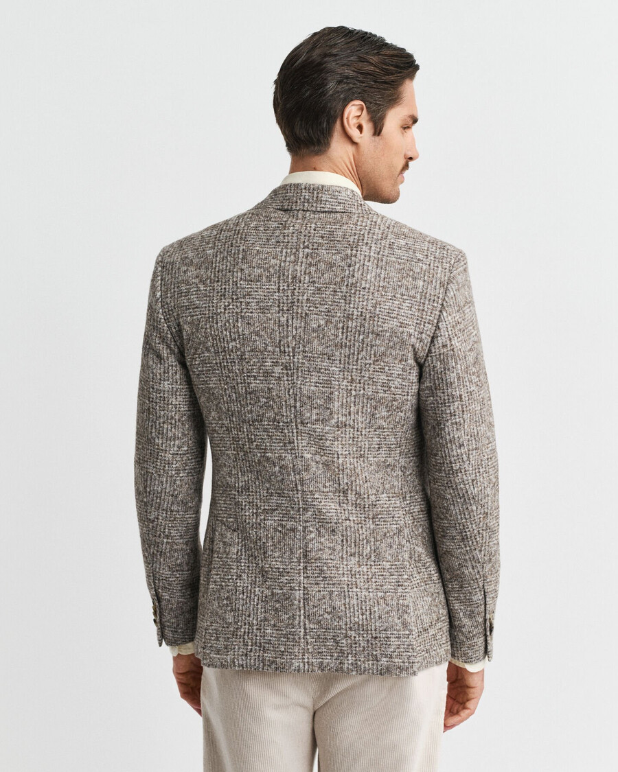 checked knit blazer - seed melange
