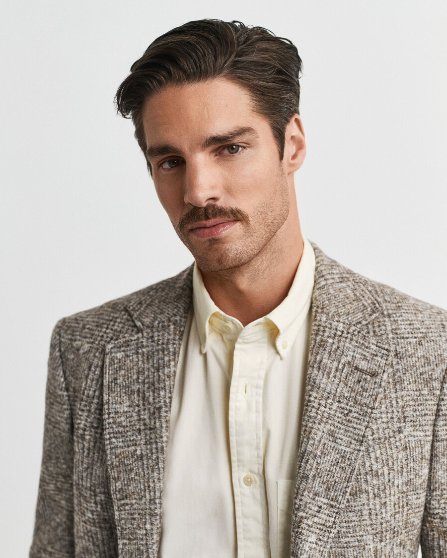 checked knit blazer - seed melange