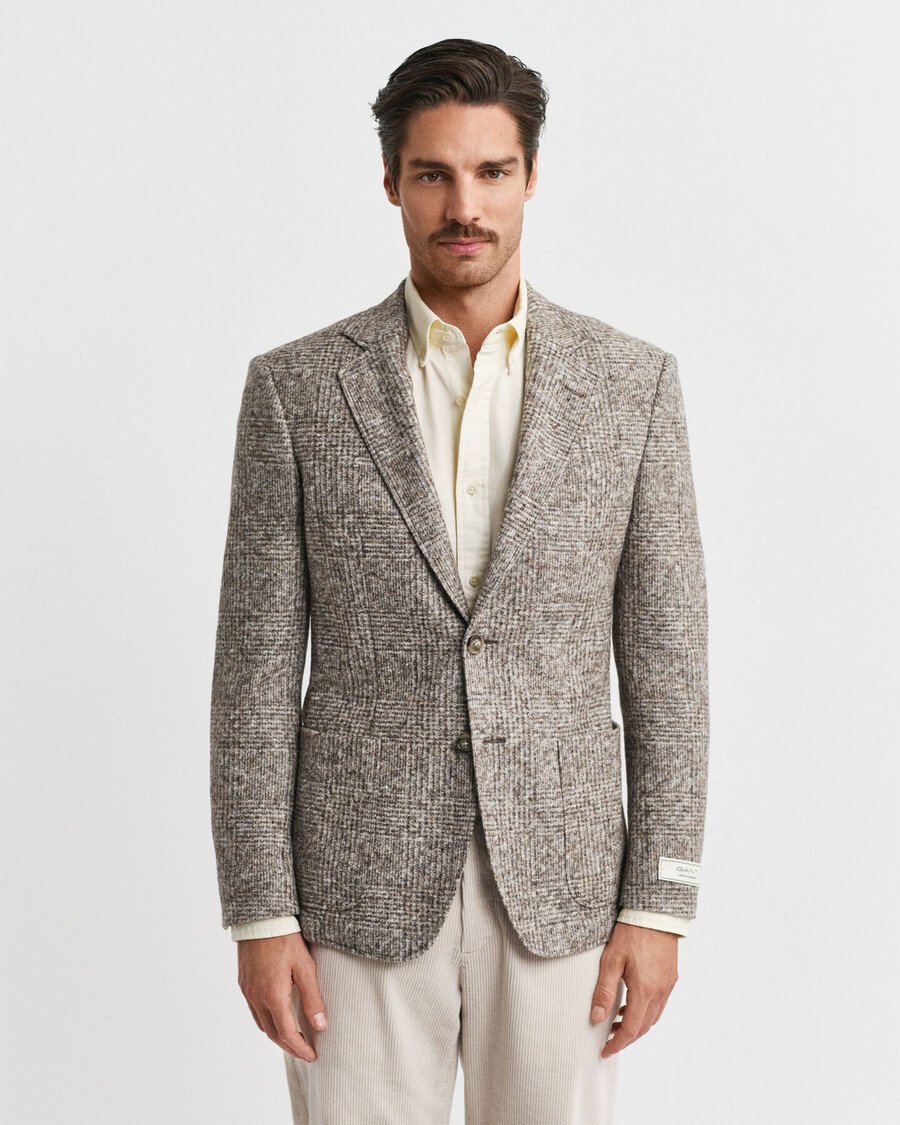 checked knit blazer - seed melange