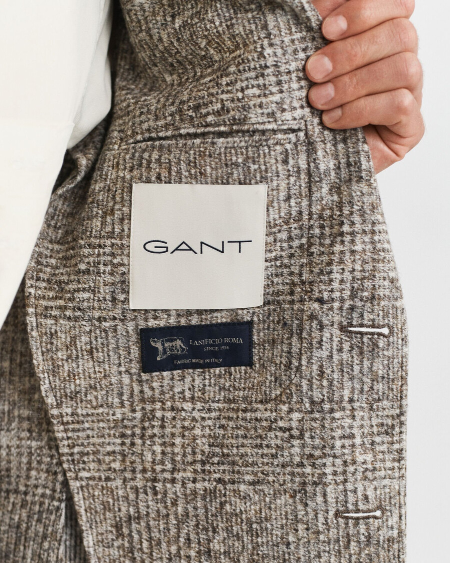 checked knit blazer - seed melange