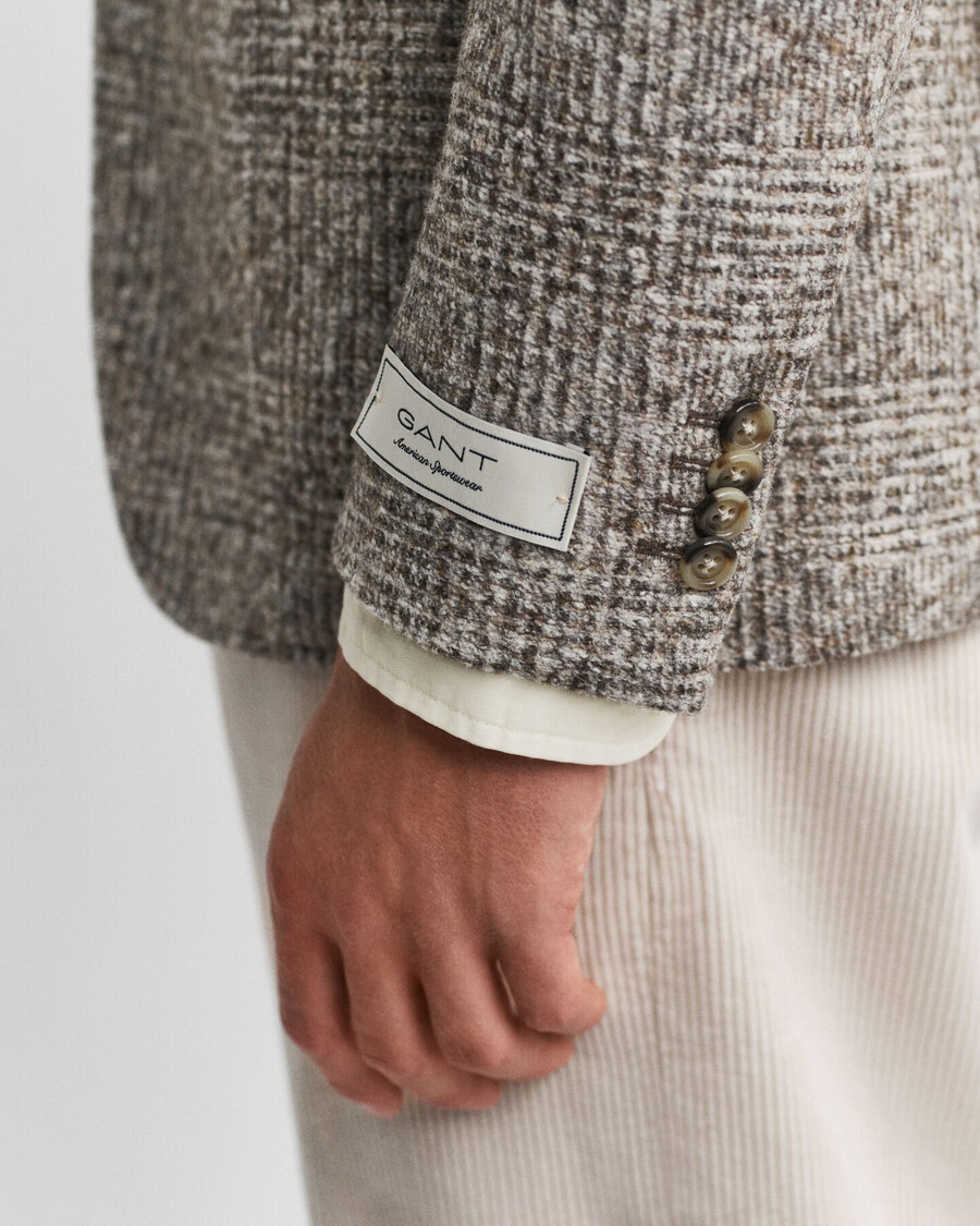checked knit blazer - seed melange