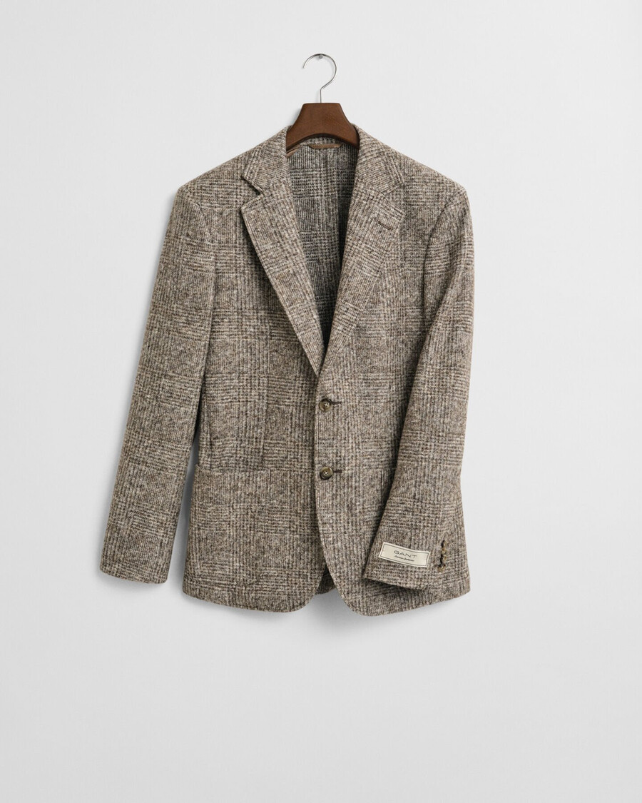 checked knit blazer - seed melange