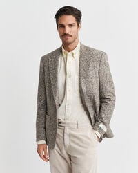 checked knit blazer - seed melange