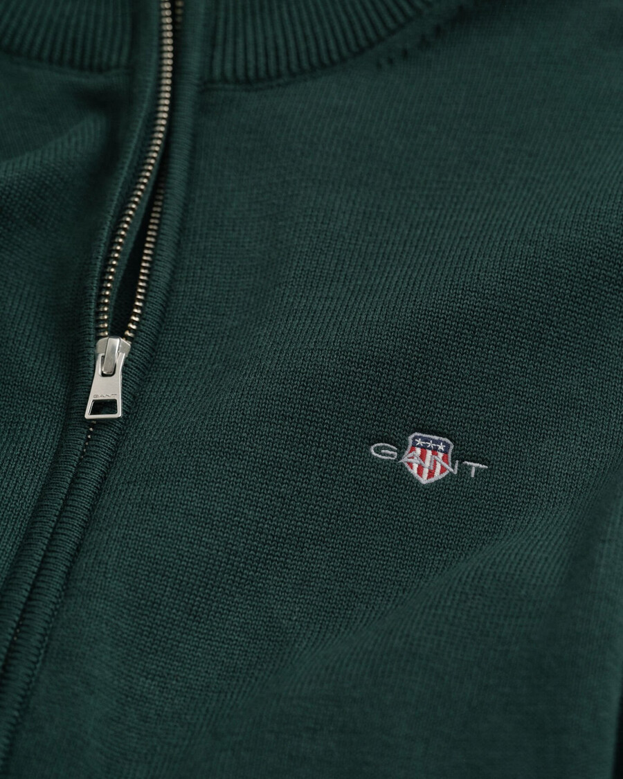 casual cotton zip cardigan - tartan green