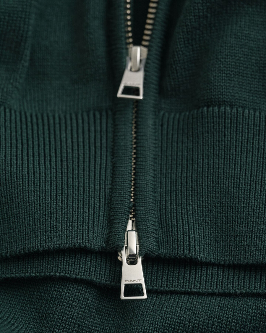 casual cotton zip cardigan - tartan green