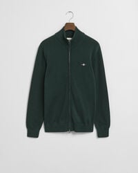 casual cotton zip cardigan - tartan green