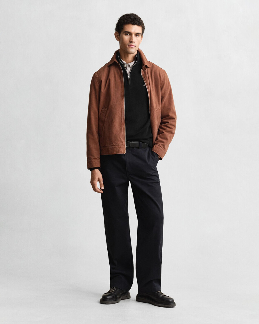 casual cotton halfzip sweater - black