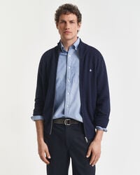 micro textured zip sweater - evening blue