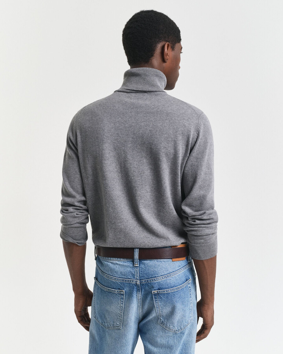 classic cotton turtleneck sweater - dark grey melange