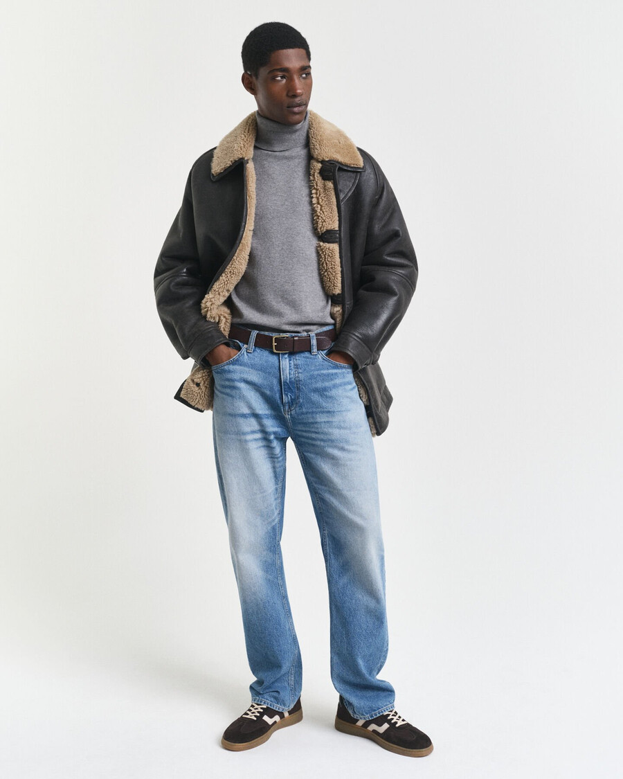 classic cotton turtleneck sweater - dark grey melange