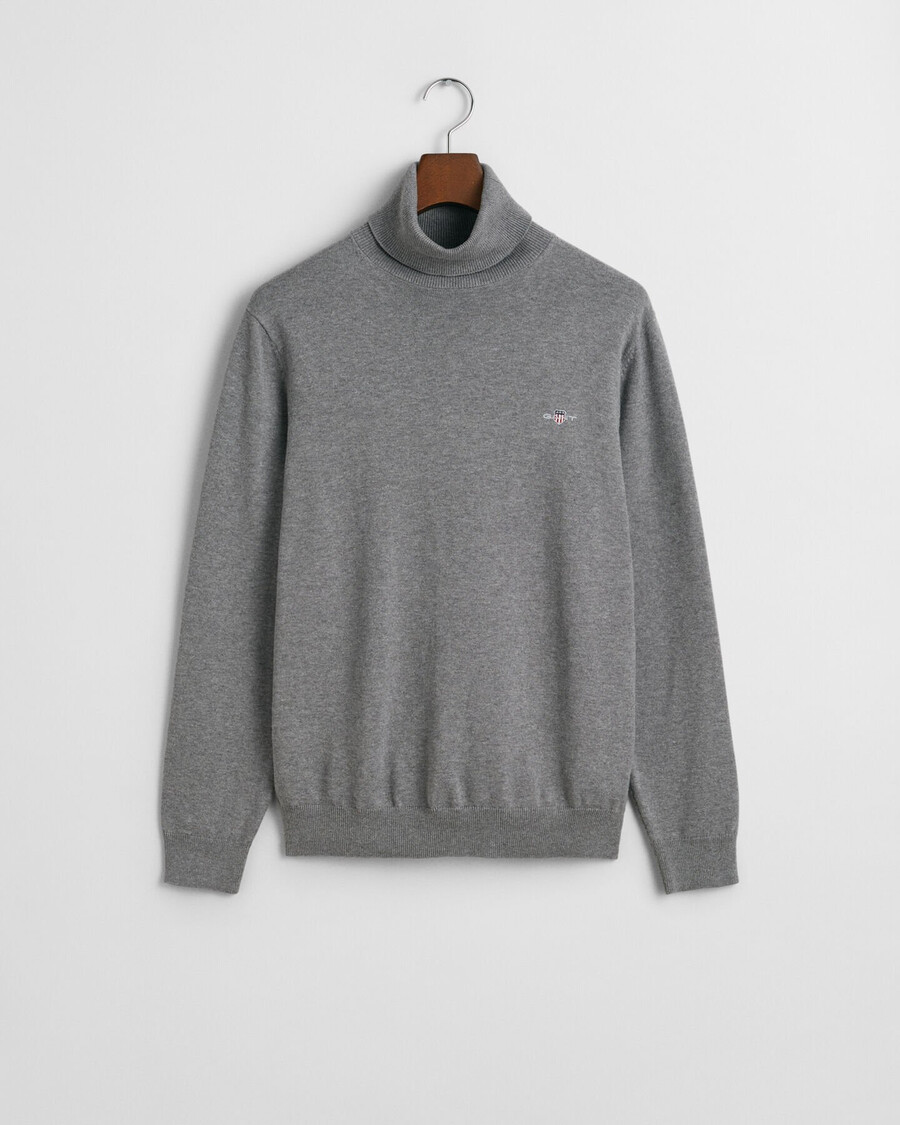 classic cotton turtleneck sweater - dark grey melange