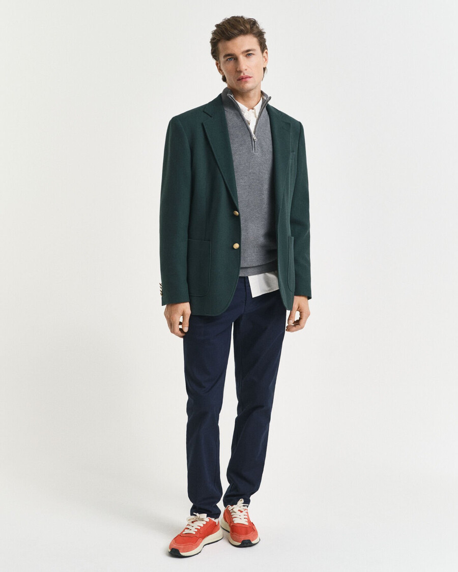 cotton piqué halfzip sweater - dark grey melange