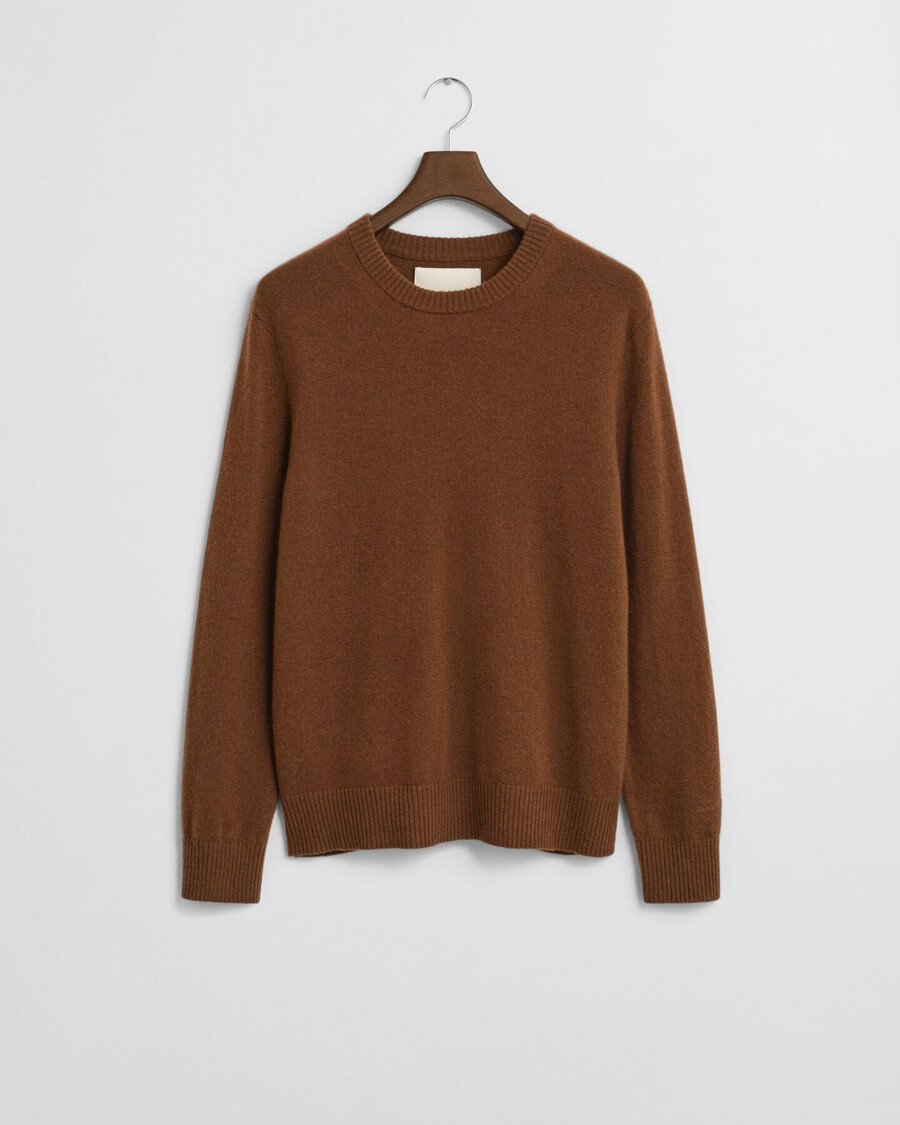 cashmere crew neck sweater - mahogany brown