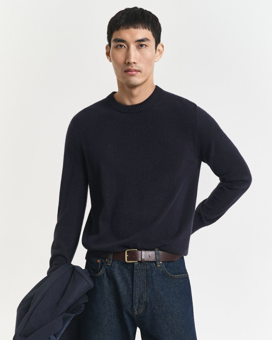 cashmere crew neck sweater - evening blue